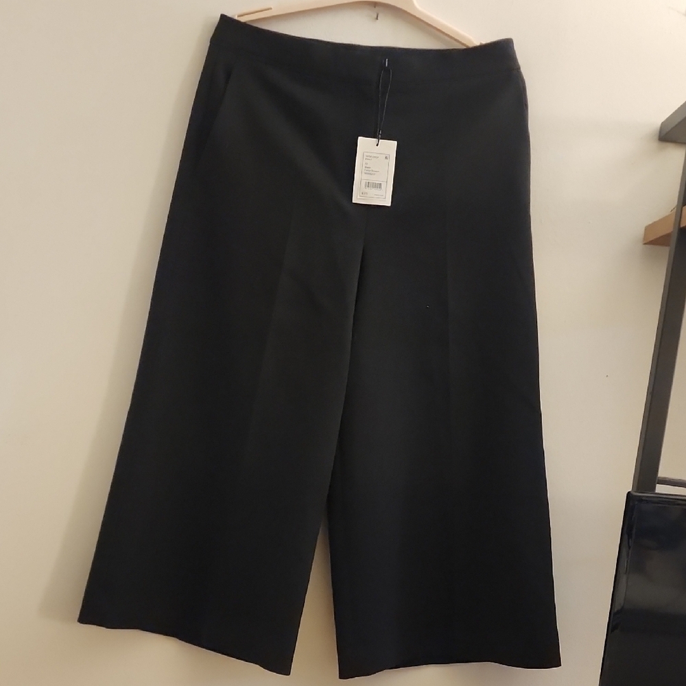 Theory Black Wide-Leg Cropped Pants